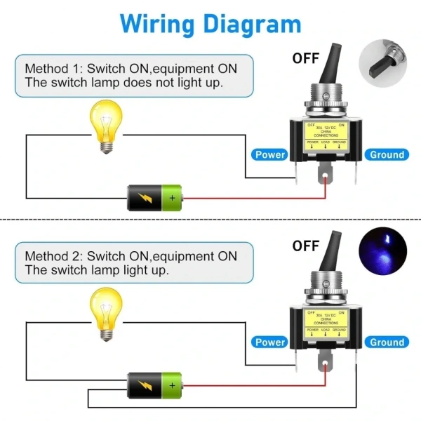 IC-151B Toggle Switch 12V 30A On-Off Işıklı ASW-07D-2
