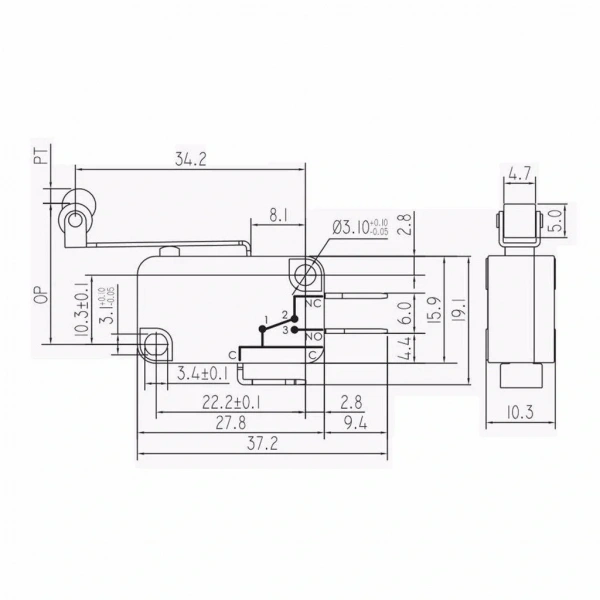 IC-171 Mikro Switch Makaralı Uzun KW7 3A 250VAC