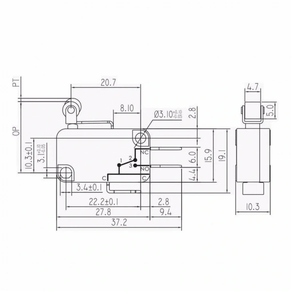 IC-172 Mikro Switch Makaralı Kısa KW7 3A 250VAC