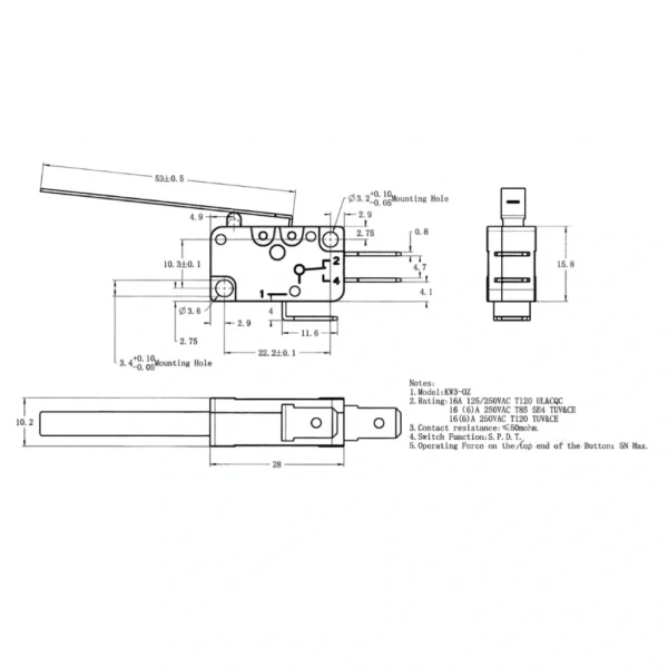 IC-173 Micro Switch Uzun Palet 16A