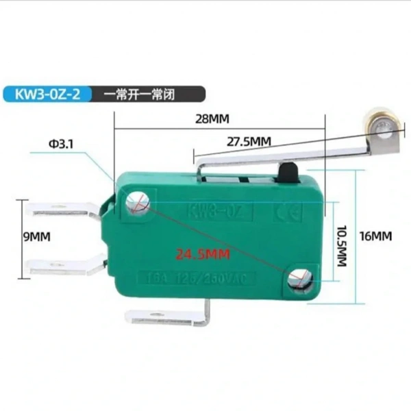 IC-176B Uzun Makaralı Micro Switch 220V 16A KW1-103-7