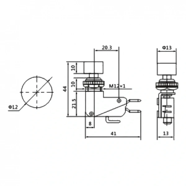 IC-176E Micro Switch Kırmızı Butonlu Ø12mm