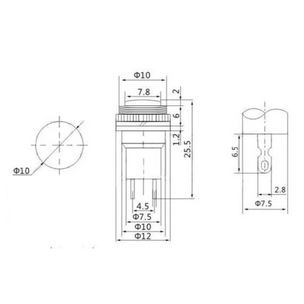 IC-179 Buton Ø10mm DS-316 Sarı
