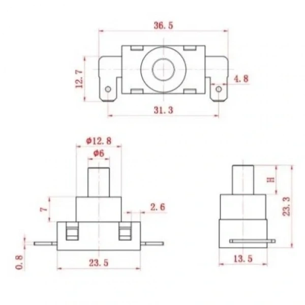 IC-180H4 Süpürge Anahtarı 2P PBS-03