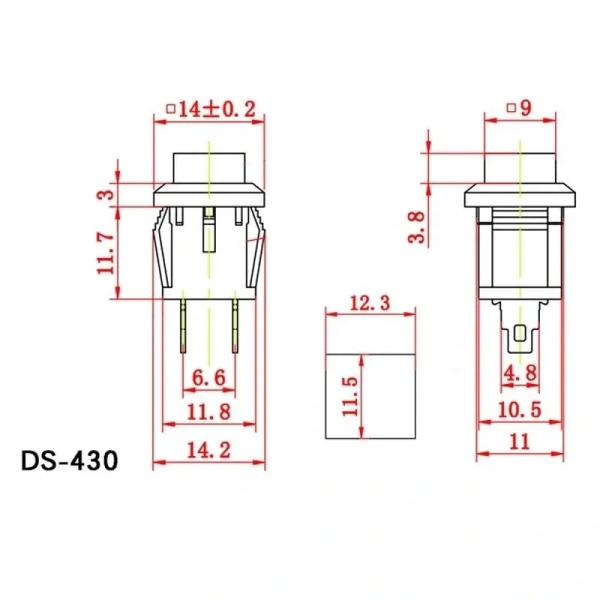 IC-180K-0 Kare Buton Kırmızı Yaylı Ters DS-430