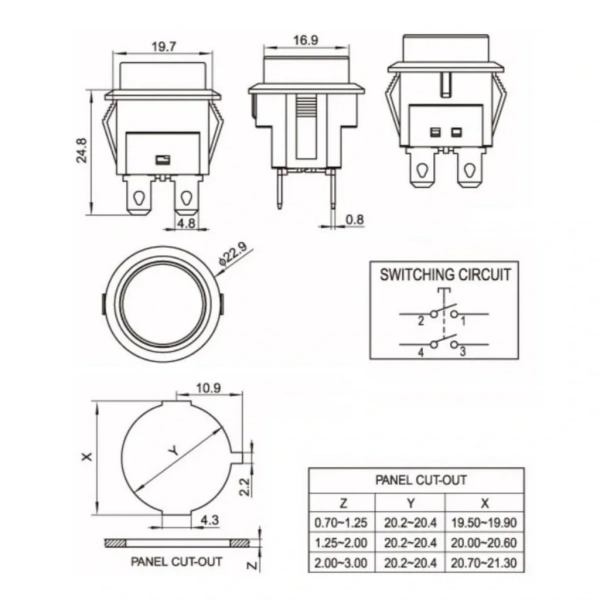 IC-180N Buton Plastik 22mm 12V 4P Sarı