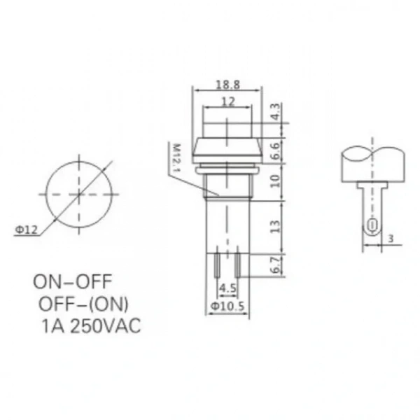 IC-185 Buton Ø12mm Kalıcılı Mavi