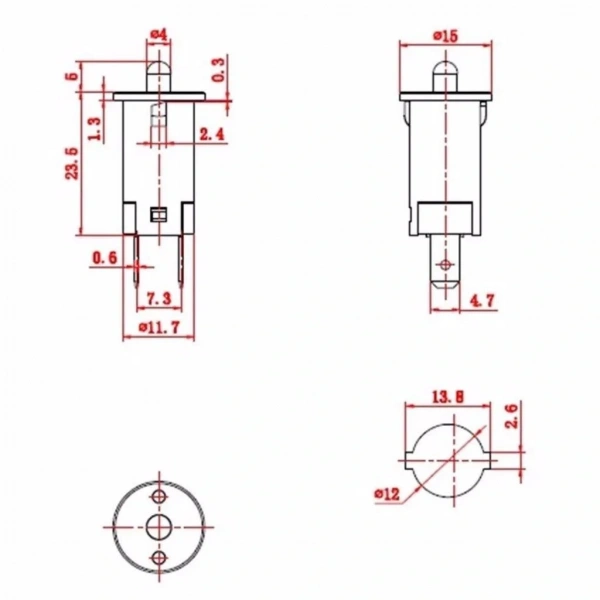 IC-187A Ters Kapak Switch Normalde Kapalı Kontak 12mm Siyah 1 Adet