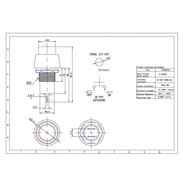 IC-190 Siyah Buton Yuvarlak Plastik Kalıcılı 10mm