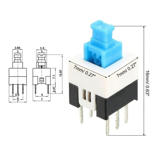IC-197 6 Pinli Bacaklı Yaylı Push Buton 7x7mm