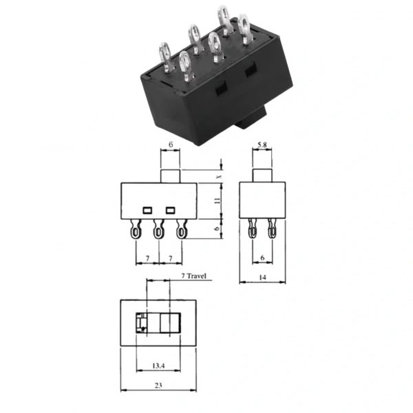 IC-210 Slide Switch 0-1 Plastik Lehim Bacak 6P