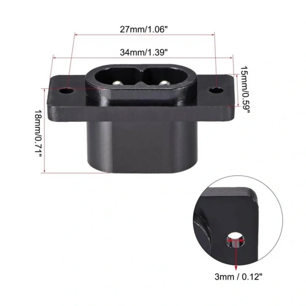 IC-212-2 AC Teyp Soketi C8 2 Pin Erkek Şase