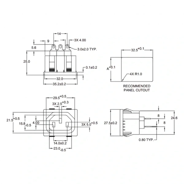 IC-212D C13 Power Soket Dişi Kulaksız AS-04F