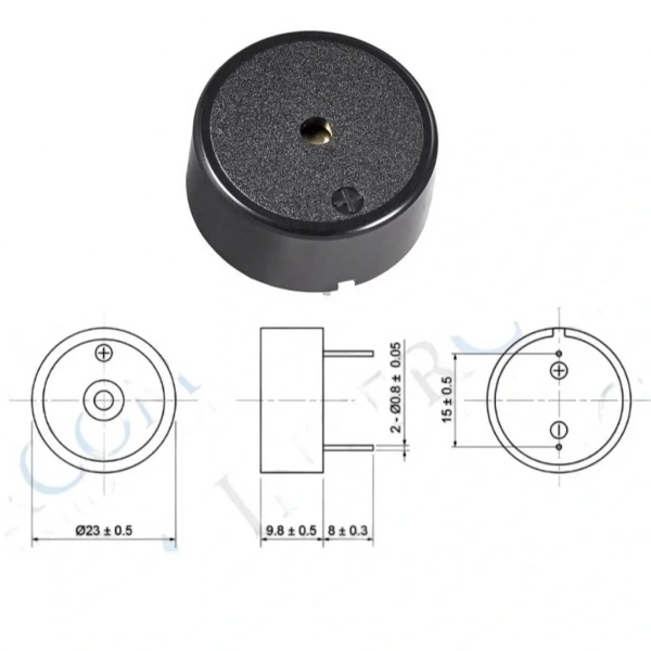 IC-220 23mm Devreli Buzzer Piezo 12-24V DC