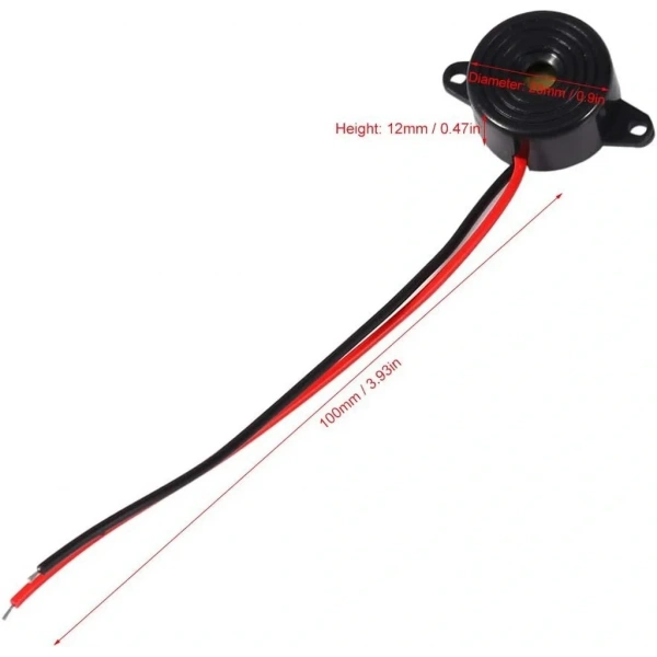 IC-221 Kablolu Buzzer Devreli Piezo 12-24V DC 23mm