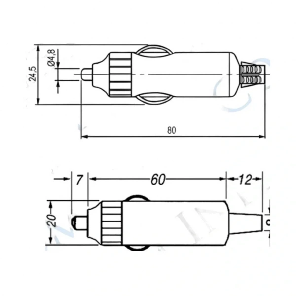 IC-246B-3 Çakmak Fişi Ledsiz Sigortasız