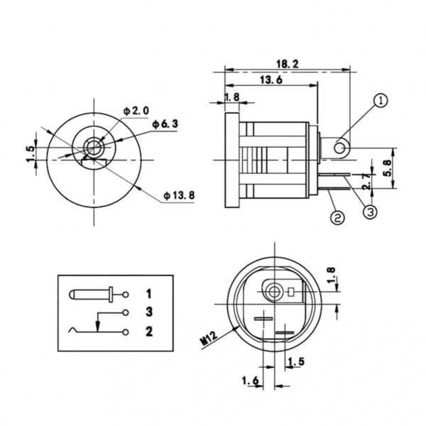 IC-257B DC Jak 2.1mm Geçmeli Tip