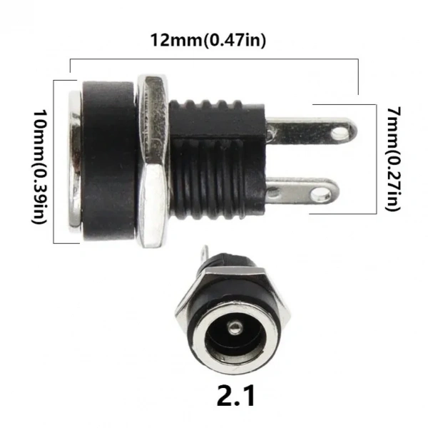 IC-258B 2.1mm DC Somunlu Korumalı Jak 8mm