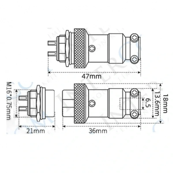 IC-261M 12mm Mayk Dişi Şase 2P Konnektör