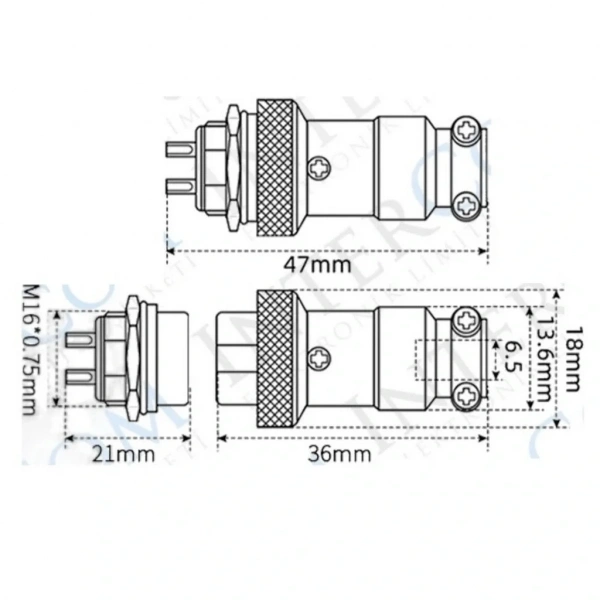 IC-261M 16mm Mayk Dişi Şase 6P Konnektör