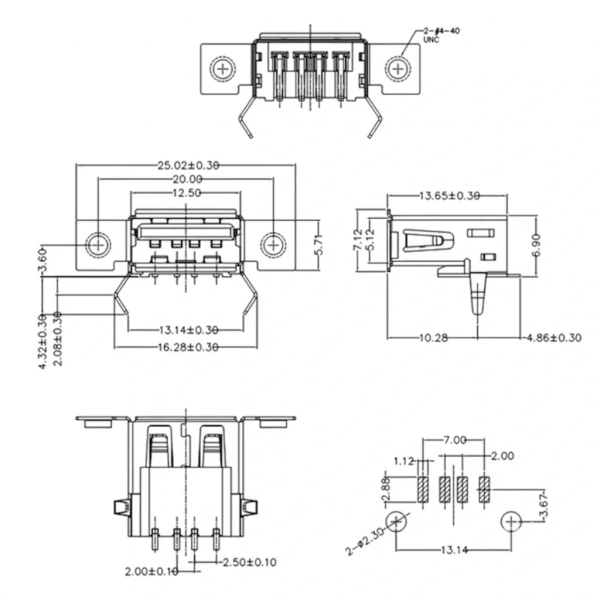 IC-265B USB Şase A Dişi Kulaklı Tip