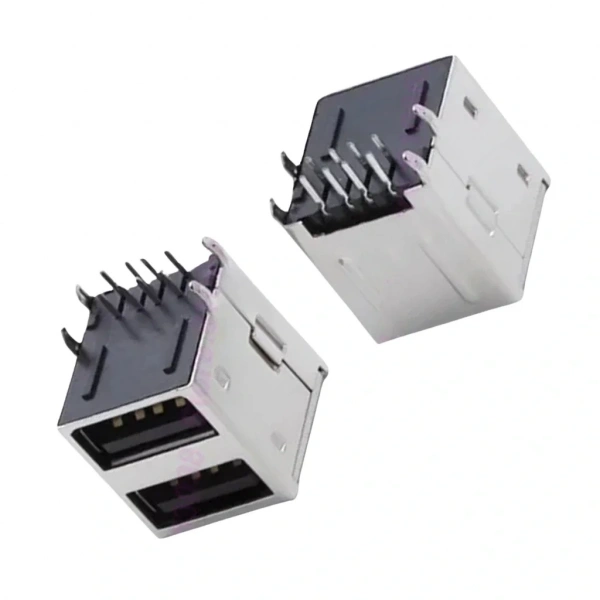 IC-265E USB İkili 2.0 Şase A Tip Dişi 90° Siyah