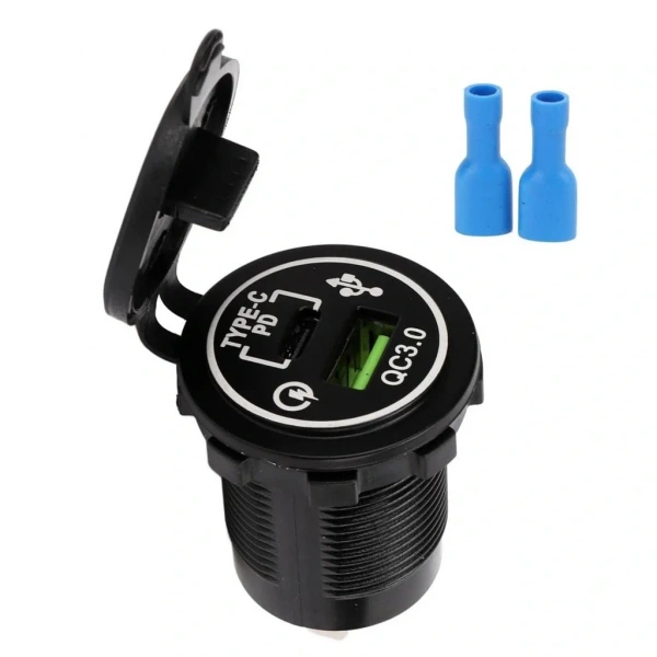 IC-266C-5 USB3.0 + Type-C Pano Tipi Çakmaklık Soketi 12-24V