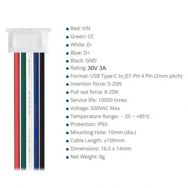 IC-266T-2 Pano Tip Type-C Şase Dişi Soket 5P ( Şarj + Data )