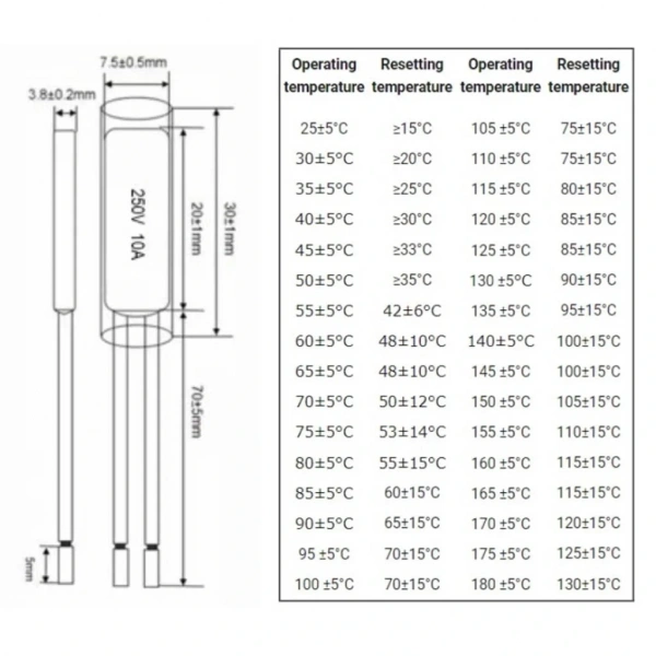 IC-270 Termostat Kablolu Tip Normalde Kapalı KSD9700 NC 5A 60C