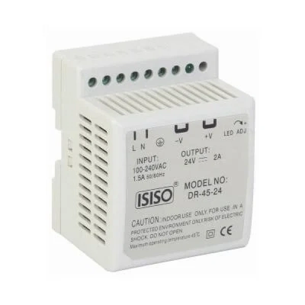 IDR-45-24 - 45W 24VDC 2A Raya Montajlı Güç Kaynağı