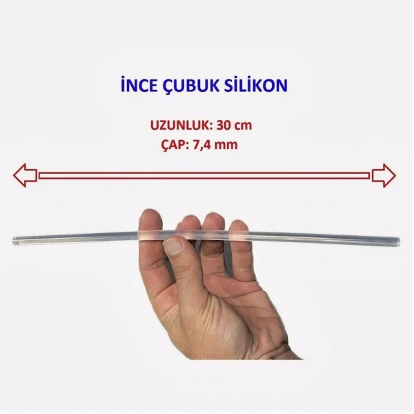İnce Şeffaf Silikon Çubuk Küçük Tabancalar İçin 30 cm 1 Adet