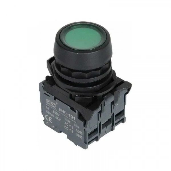 ISP-AW33M5 220V Led Işıklı Yaylı Buton - Yeşil