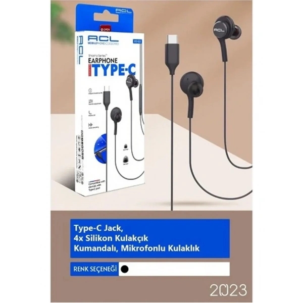 K1-53 Type-C Jack Mikrofonlu Kumandalı Kablolu Kulaklık