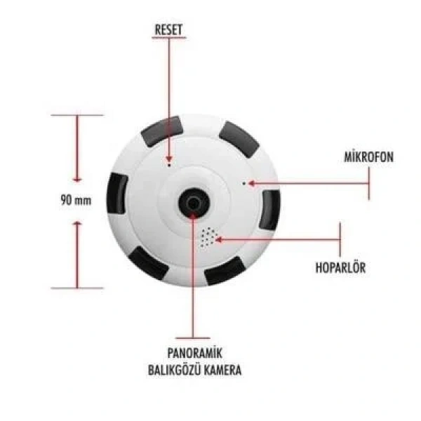 Kablosuz Panoramik Kamera 1080P Gece Görüşlü Bebek Kamerası