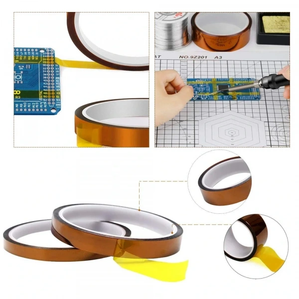 Kapton Bant 10mmx33m Yüksek Isıya Dayanıklı Yanmaz Bant