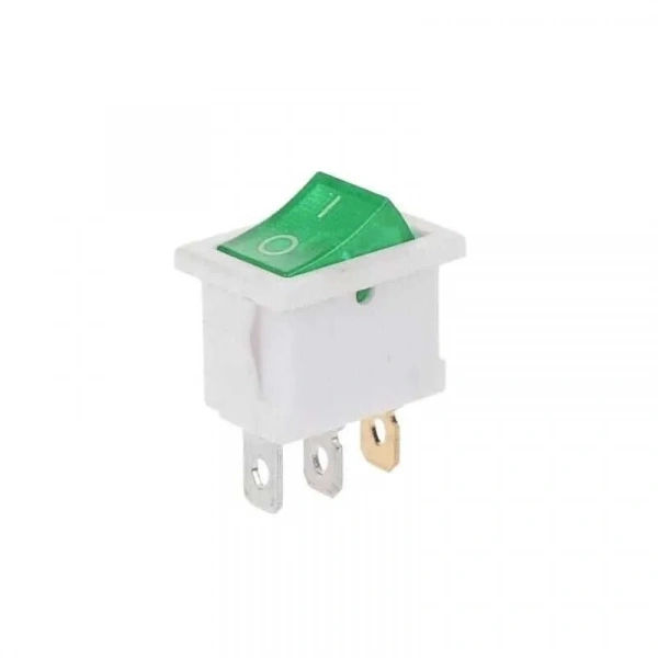 KCD1 Beyaz Yeşil Işıklı On/Off Anahtar 3 Pin