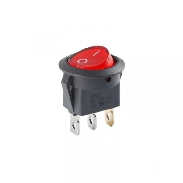 KCD1 Siyah Kırmızı 12V Işıklı On/Off Anahtar 3 Pin