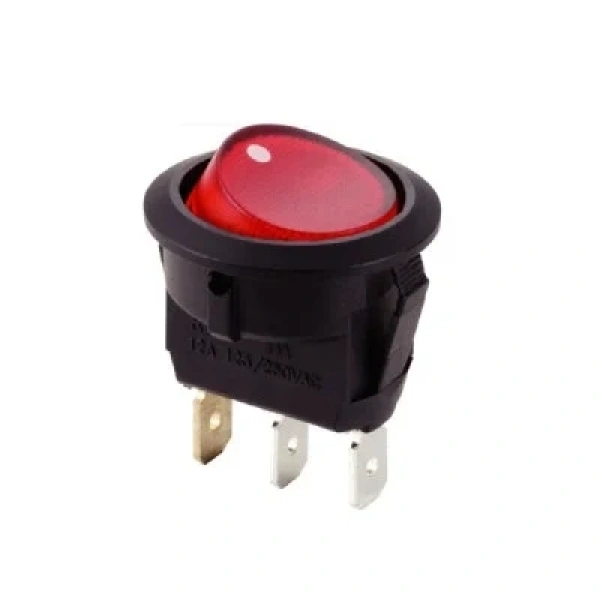 KCD1 Siyah Kırmızı Işıklı On/Off Anahtar 3 Pin