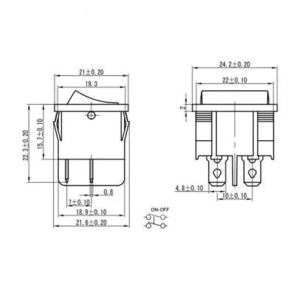 KCD2-501 ON-OFF Switch 4 Pin Beyaz