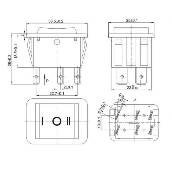 KCD4 ON-OFF-ON Anahtar 6-Pin