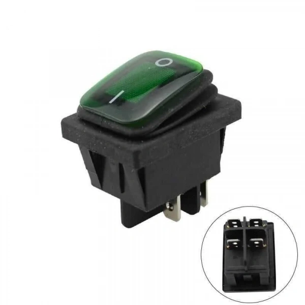 KCD4 Su Geçirmez 30A Yeşil Led Işıklı ON-OFF Anahtar 4 Pin