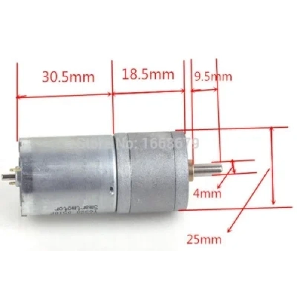 KGA25 24V 970Rpm 25mm Redüktörlü ve Encoderli Dc Motor