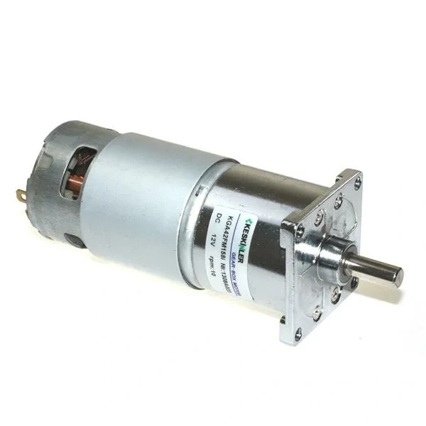 KGA42 12V 10Rpm 42mm Redüktörlü Flanşlı Uzun Dc Motor
