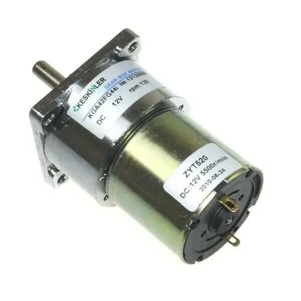 KGA42 12V 120Rpm 42mm Redüktörlü Flanşlı Kısa Dc Motor