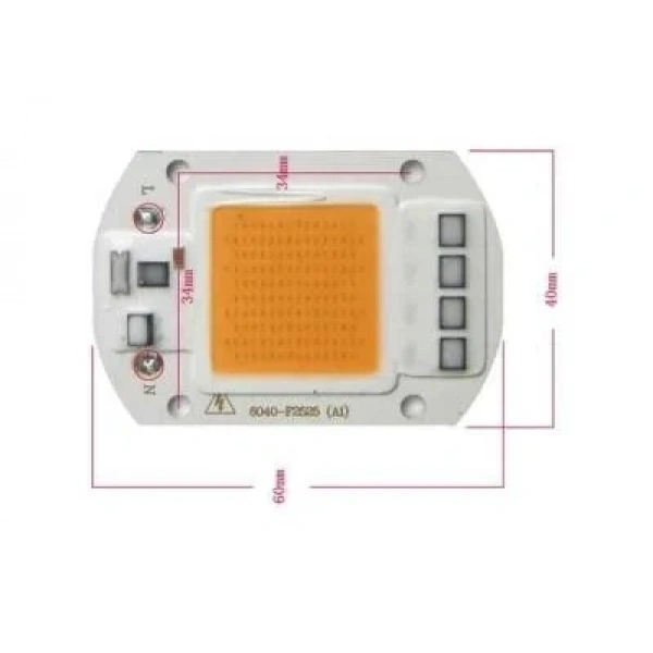 Kırmızı 220V Projektör Cob Led 50W Driver Çipli