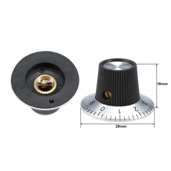 KN-C2 6.4mm Potansiyometre Başlığı - 29x18mm