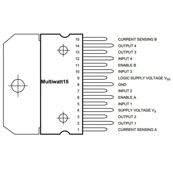 L298N Çift Tam Köprü Sürücü Entegresi Multiwatt15