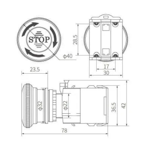 LA38 Metal Acil Stop Butonu