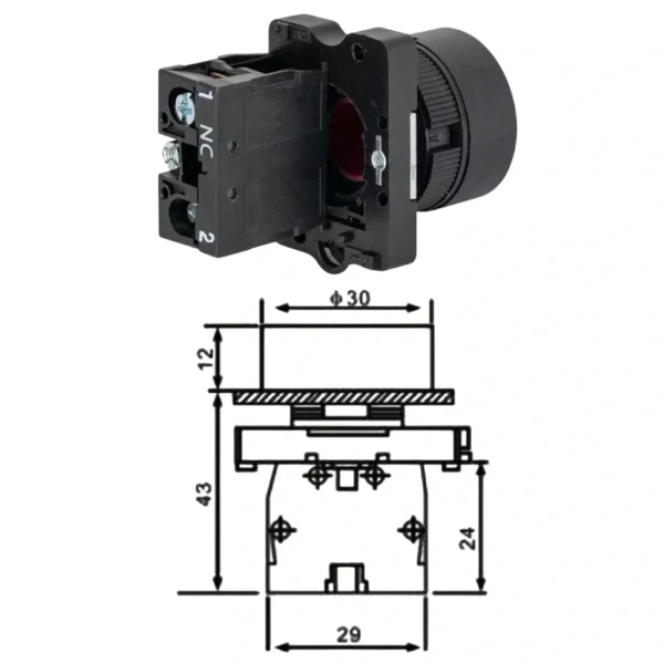LAY5-EA42 22mm Buton Normalde Kapalı Kontak Kırmızı
