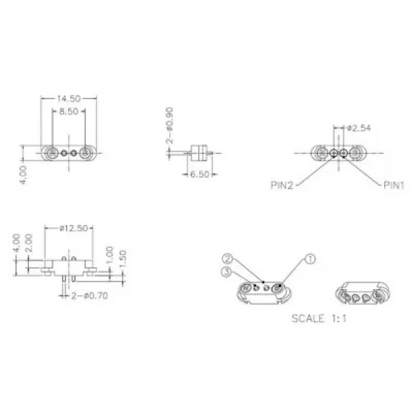 LK-2PIN-1450404 2-Pin 2.54mm Pogo Pin Manyetik Konnektör Takımı